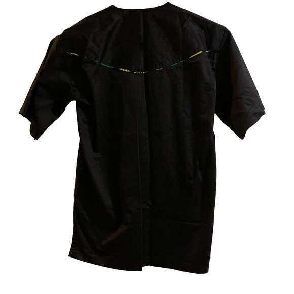 Traditional African Dashiki Men Black Green Size SMALL Short Sleeve Handmade - Picture 4 of 8